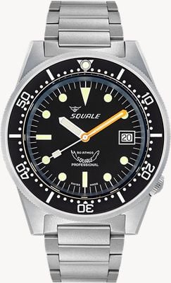 Squale 1521 Black Blasted (42mm) Black Dial / Blasted Stainless Steel Bracelet Watch 1521BKBL.SQ20S