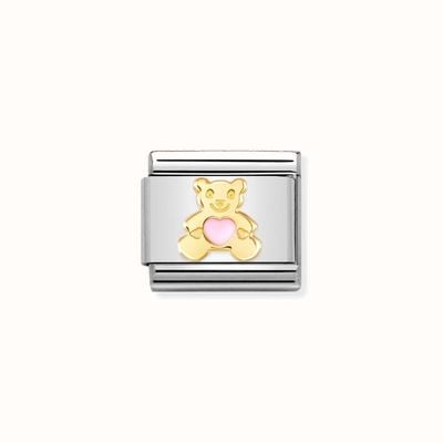 Nomination COMPOSABLE LINK Pink Heart Bear Stainless Steel Bonded Yellow Gold 030272/64