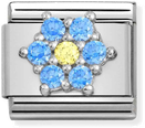 Nomination Composable CL SYMBOLS Steel Cz And Silver 925 RICH LIGHT BLUE And YELLOW Flower 330322/04