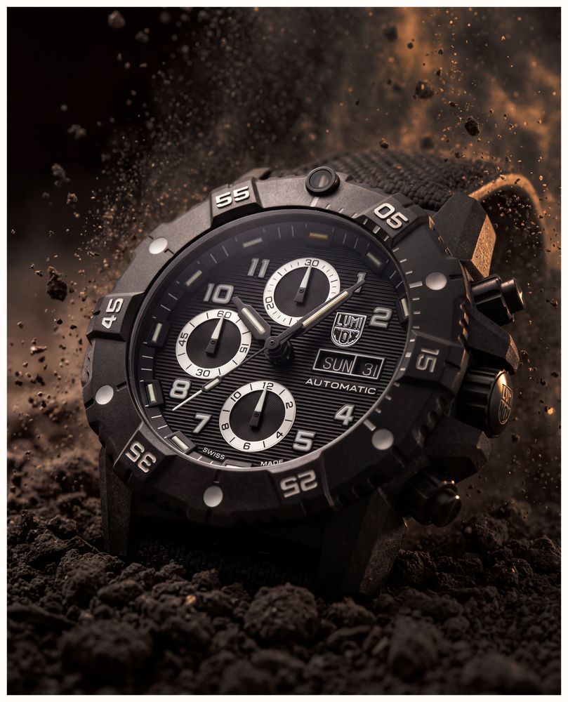 Luminox Master Carbon SEAL Auto Chrono 3880 Series (45mm) Black Dial / Black Technical Matrix Leather Strap Watch XS.3881 - alternate view 14
