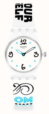Swatch #BLUEFEATHER | White Pattern Silicone Strap | White Dial LW171