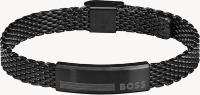 BOSS Jewellery Men's Alen Black Stainless Steel Bar Detail Bracelet 1580612