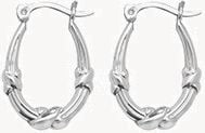 Silver Oval Knoted Creole Hoop Earrings G51040