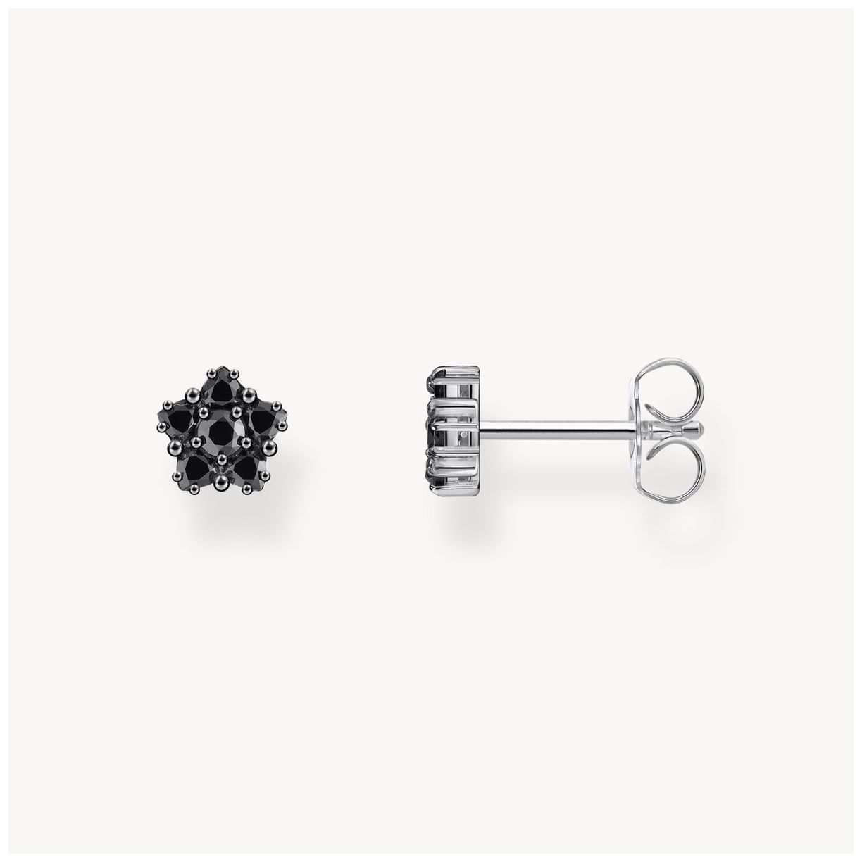 Thomas Sabo H2297-643-11 Floral Black Zirconia Stud Earrings Jewellery