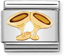 Nomination Clasic FUN In Stainless Steel With Enamel And 18k Gold Champagne Glasses Charm 030209/24