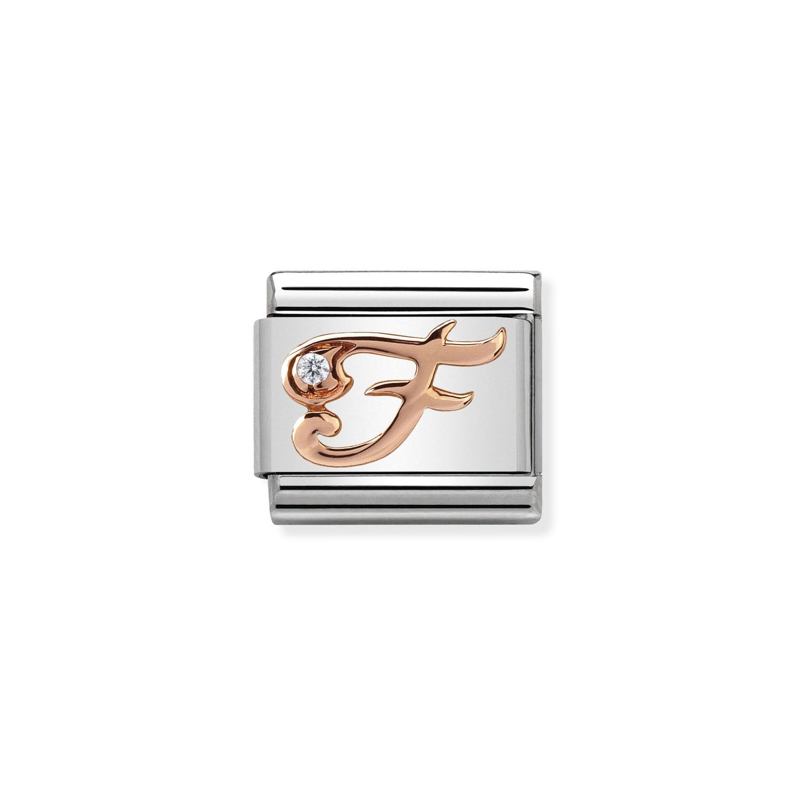 Nomination 430310/06 Classic Letter F 9ct Rose Gold & Steel Jewellery