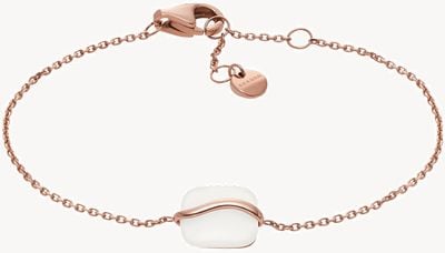 Skagen Sofie White Sea Glass Rose Gold-Tone Stainless Steel Bracelet SKJ1815791