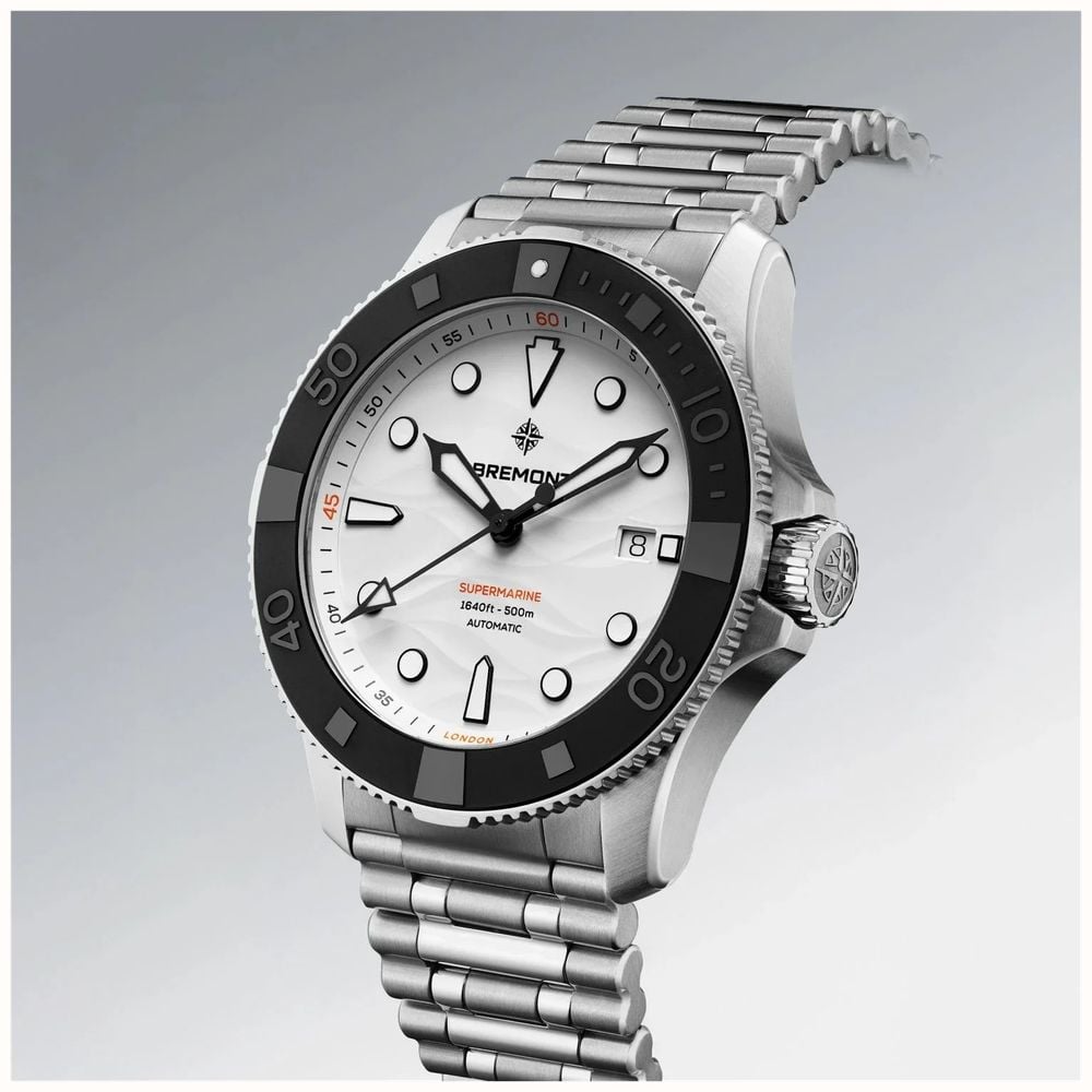 Bremont Supermarine 500M Automatic (43mm) Polar White 3D Wave Pattern Dial / Stainless Steel Bracelet SM43-DT-SS-WH-B - alternate view 3