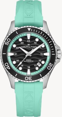 Hamilton Khaki Navy Scuba Automatic (40mm) Black Wave Dial / Turquoise Rubber Strap H82415331
