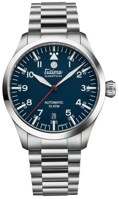Tutima Glashütte Flieger T5 Automatic (38.5mm) Glossy-Blue Dial / Titanium Bracelet Watch 6109-04