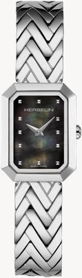 Herbelin Women's Octogône (20.4mm) Black Mother-of-Pearl Dial / Stainless Steel Bracelet 17446B49