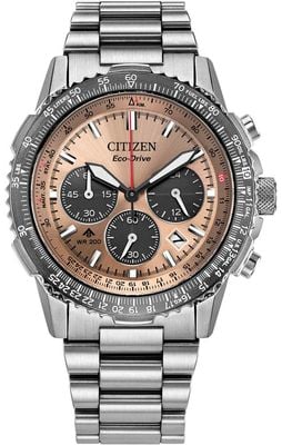 Citizen Eco-Drive Promaster Air Navihawk Chronograph (40mm) Salmon Dial / Stainless Steel Bracelet CA4664-60X