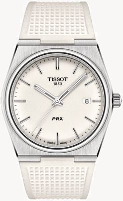 Tissot PRX Quartz (40mm) White Full-Luminous Dial / White Rubber Strap T1374101701100
