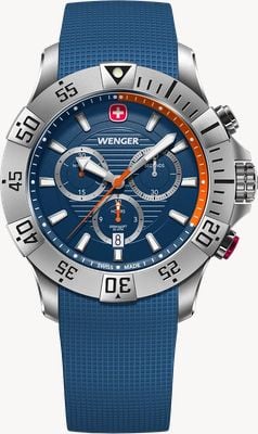 Wenger Seaforce Quartz Chronograph (43mm) Blue Dial / Blue Silicone Strap 01.0643.124