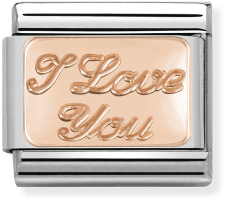 Nomination Classic I Love You 9ct Rose Gold & Steel Charm 430101/30