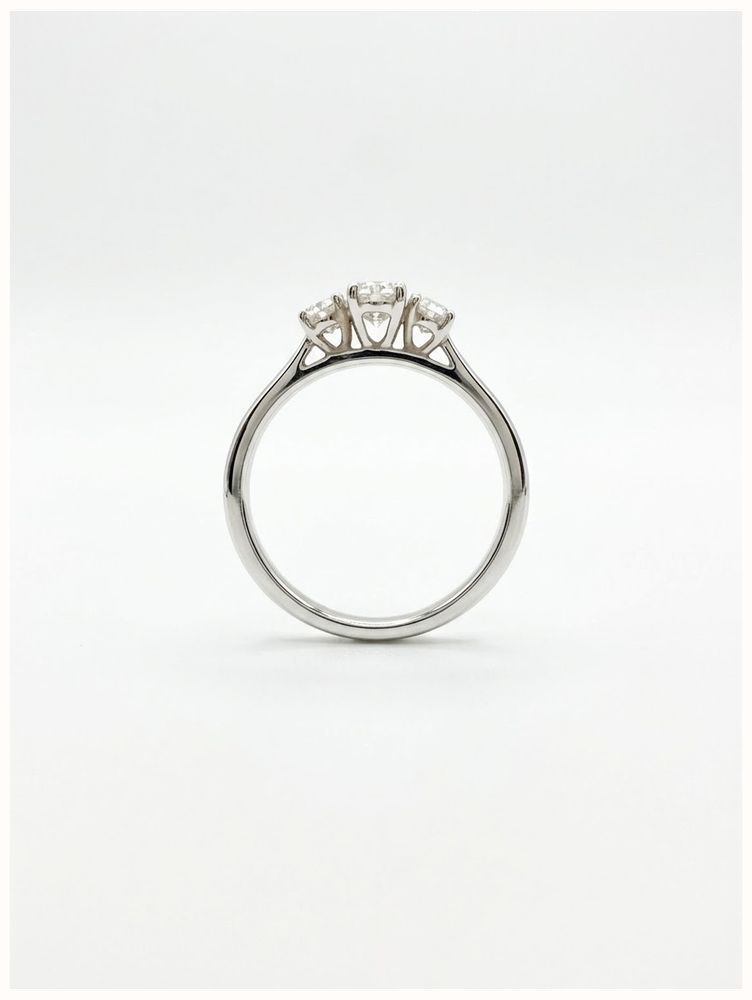 0.69ct Oval Natural Diamond Platinum Trilogy Ring SR150 - alternate view 3