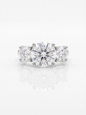 Allied Gold Platinum Lab Grown 3 Stone Round Brilliant Cut 5.00ct Diamond Ring J55327