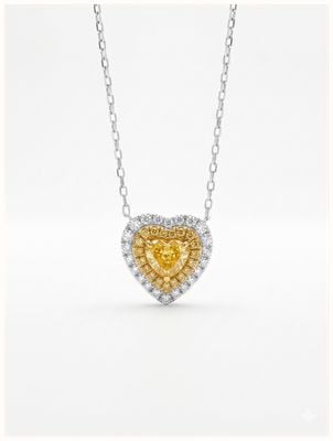 prestige 18ct White Gold Natural Yellow And White Heart Shaped Diamon J36591