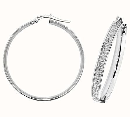 James Moore TH 9k White Gold Hoop Earrings 30 mm ER1023W-30