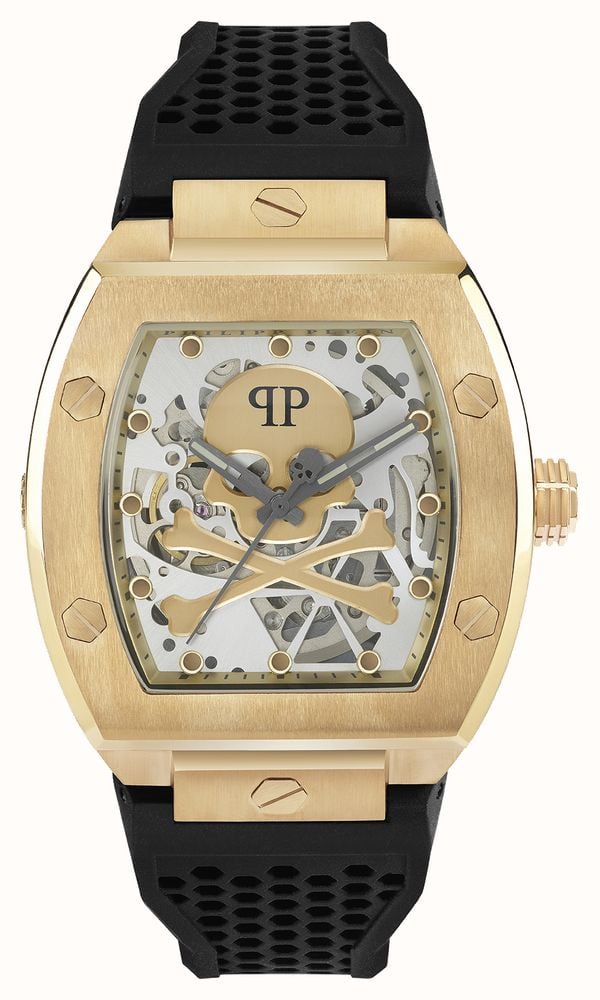 Philipp Plein PWBAA Series Replacement Watch Strap – Black Silicone, Two-Piece – The Skeleton Automatic