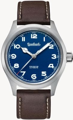 Hanhart PIONEER Preventor HD12™ (39mm) Blue Dial / Dark Brown Leather Strap - M 792.870-7110