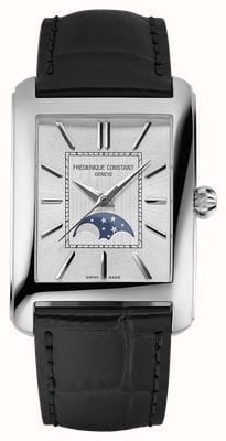 Frederique Constant Carree Moonphase Automatic (30mm) Silver Sunray Dial / Black Leather Strap FC-333S4C6