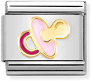 Nomination Classic Pink Pacifier 18ct Gold & Steel Charm 030272/62