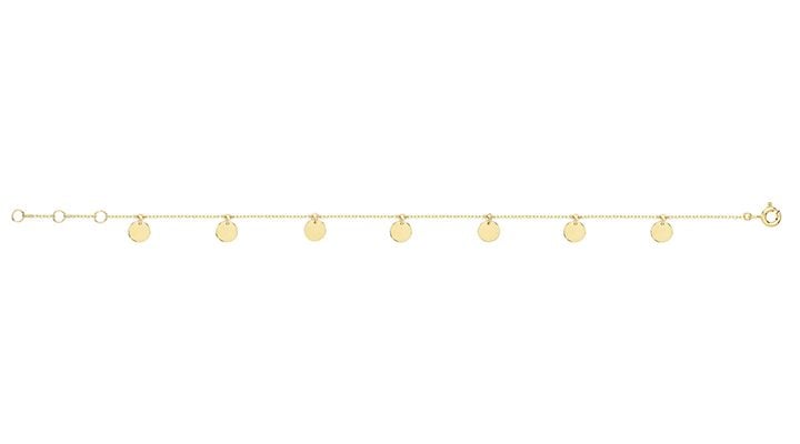 Treasure House BR628 9ct Yellow Gold Disc Charm Bracelet Jewellery