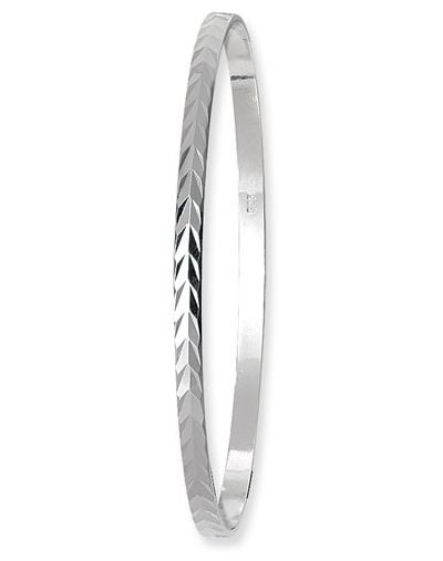 Treasure House J3577 925 Silver Ladies Diamond Cut Bangle Jewellery