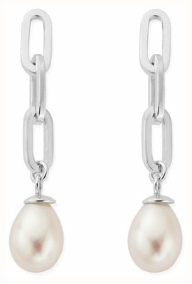 ChloBo Mini Link Pearl Drop Earrings - 925 Sterling Silver CC-S-ER-8-S1