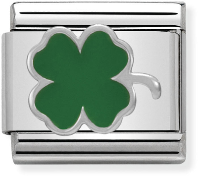 Nomination Classic Green Clover Sterling Silver & Steel Enamel Charm 330202/12