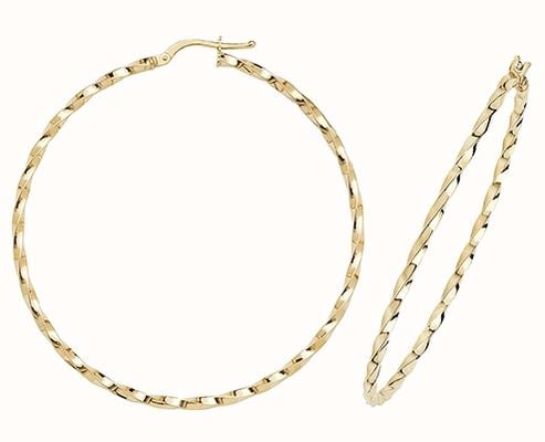 James Moore TH 9k Yellow Gold Hoop Earrings 50 mm ER1008-50