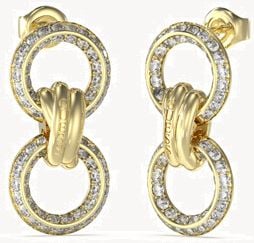 Guess KNOT YOU Circle Knot Pendant Gold-Tone Stainless Steel 30mm Earrings UBE04061YG