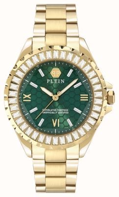 Philipp Plein ROCK COUTURE PLEIN HEAVEN (38mm) Green Dial / Gold-Tone Stainless Steel Bracelet PWPOA0924