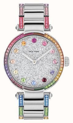 Coach Women's Cary (34mm) Silver Glitter Dial / Rainbow Crystal Stainless Steel Bracelet 14504270