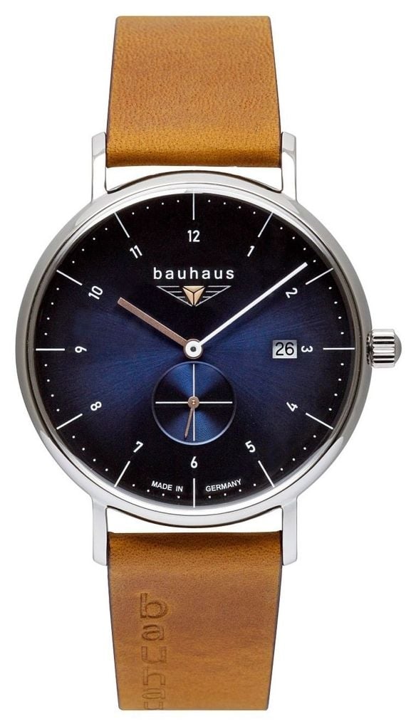 Bauhaus 2130-3 Men's Brown Italian Leather Strap | Blue Dial Watch