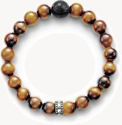 Thomas Sabo Bracelet 19cm Brown 925 Sterling Silver Blackened/ Obsidian/ Tiger‘S Eye A1408-806-2-L19