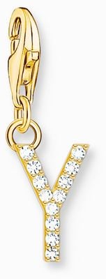 Thomas Sabo Charm Pendant Letter Y With White Stones Gold Plated 1988-414-14