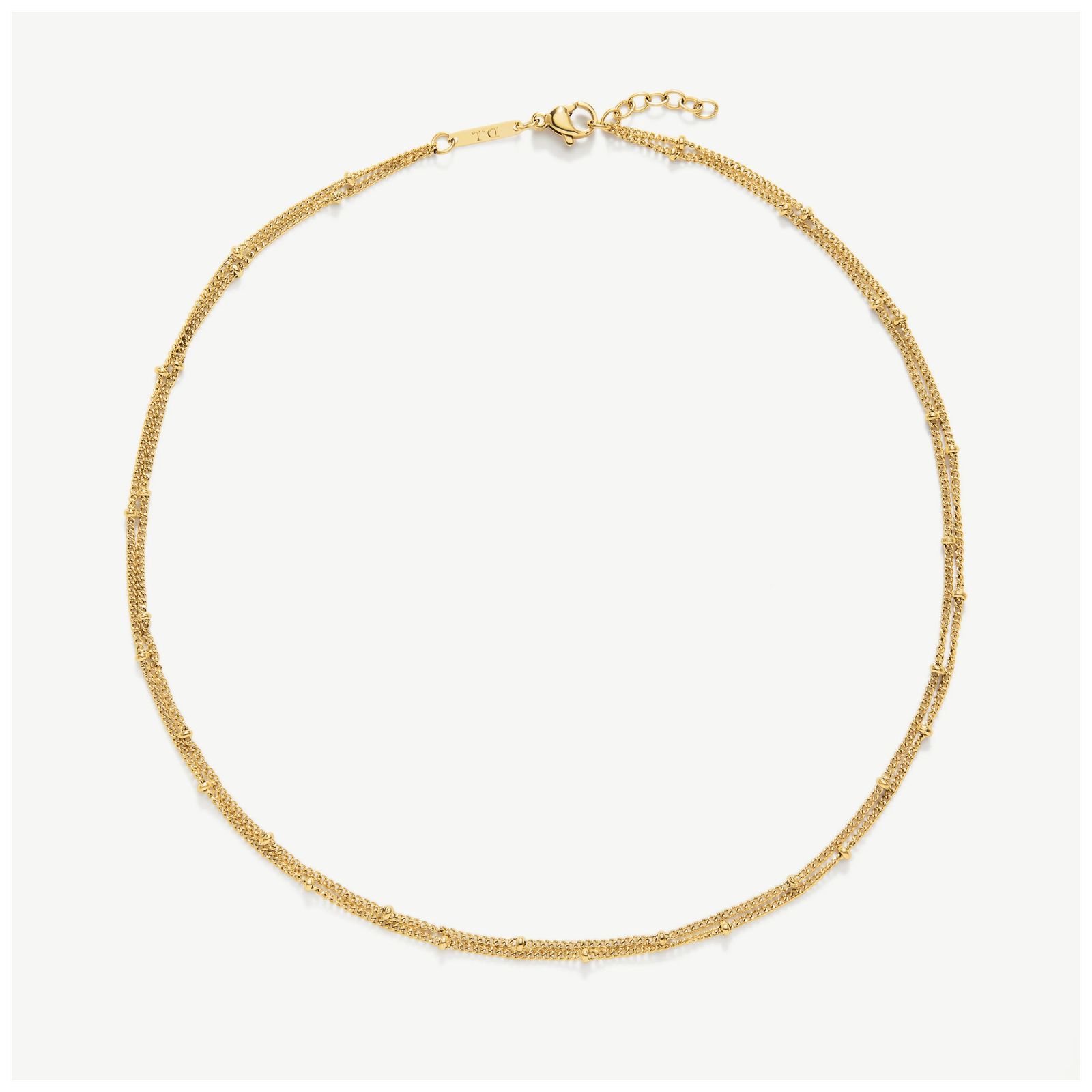 D.LOUISE GN-033 Gold Tone Double Beaded Necklace Jewellery