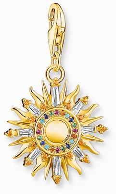 Thomas Sabo Sun Charm Pendant | Gold Plated Sterling Silver | Crystal Set 1935-488-7