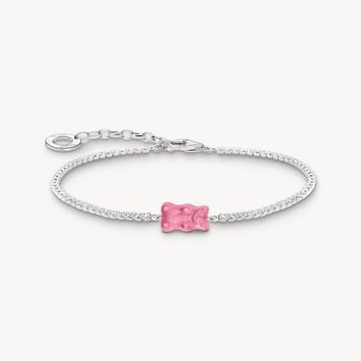 Thomas Sabo X HARIBO Silver Bracecelt With Pink Goldbear & Stones A2187-052-9-L19V