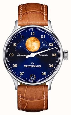 MeisterSinger Lunascope | Blue Dial | Brown Leather Strap LS908G