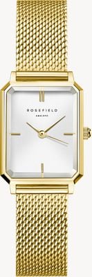 Rosefield Octagon XS (19.5mm) White Dial / Gold-Plated Stainless Steel Mesh Bracelet OWGMG-O73