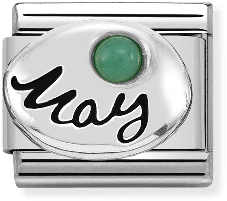 Nomination Classic May Birthstone Emerald Sterling Silver & Steel Charm 330505/05