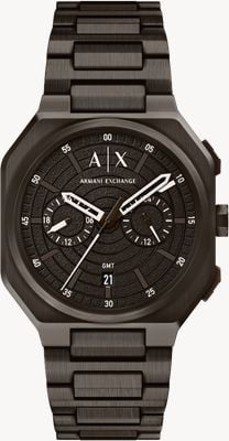 Armani Exchange Dual-Time Quartz (40mm) Black Dial / Black PVD Stainless Steel Bracelet AX1479