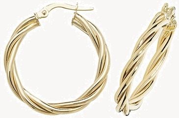 Treasure House 9k Yellow Gold Hoop Twist Earrings 20 mm ER1006-20