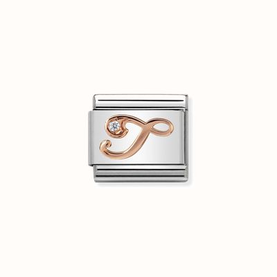 Nomination Composable Classic LETTERS Steel Zircon And 9k Rose Gold T 430310/20