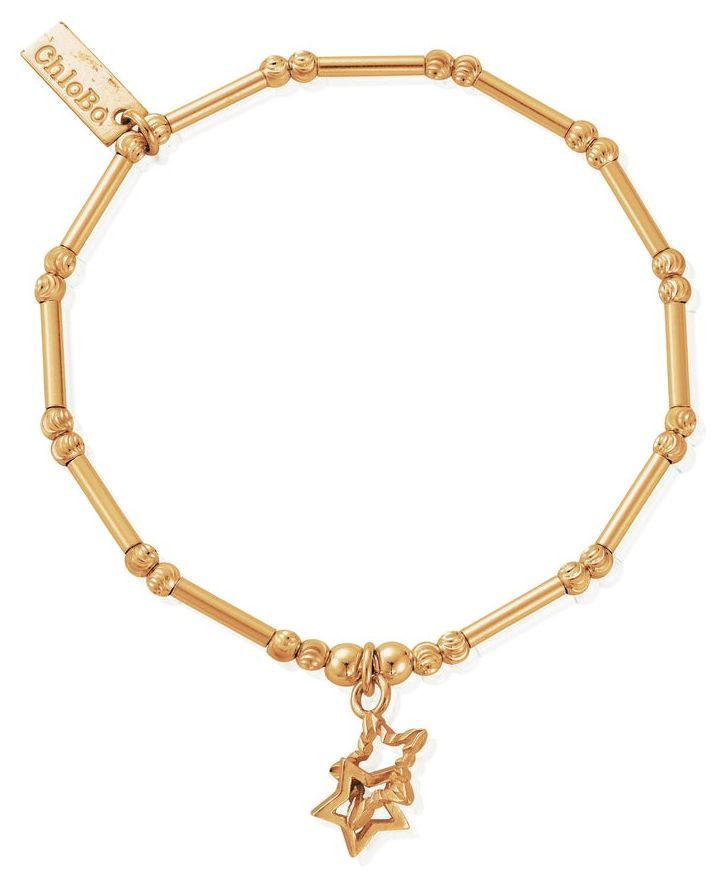 ChloBo GBMCTN3407 Dainty Moon Cut Sparkle Interlocking Star Jewellery