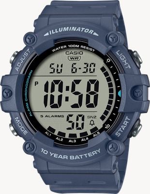 Casio Digital Alarm Chrono (51.2mm) Digital Display / Blue Resin Band AE-1500WH-2AVEF