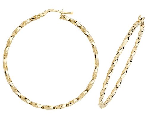 Treasure House ER1008-40 9k Yellow Gold Hoop Earrings 40 mm Jewellery
